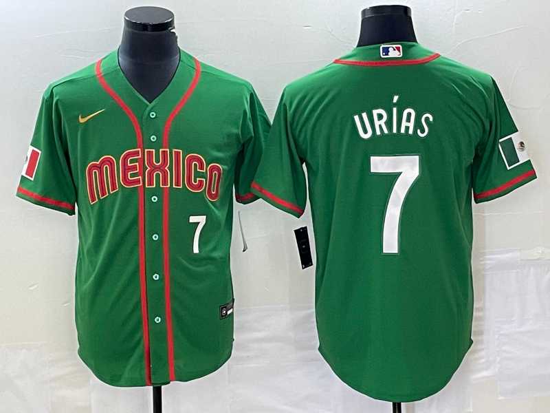 Men%27s Mexico Baseball #7 Julio Urias Number 2023 Green World Classic Stitched Jersey1